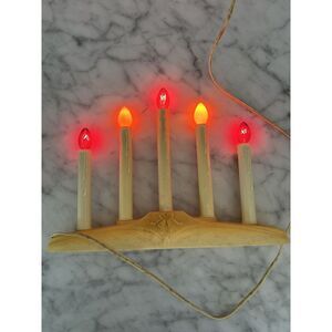 Christmas Window Candles 5 Electric Lights Plastic Drip Candelabra Works Vintage
